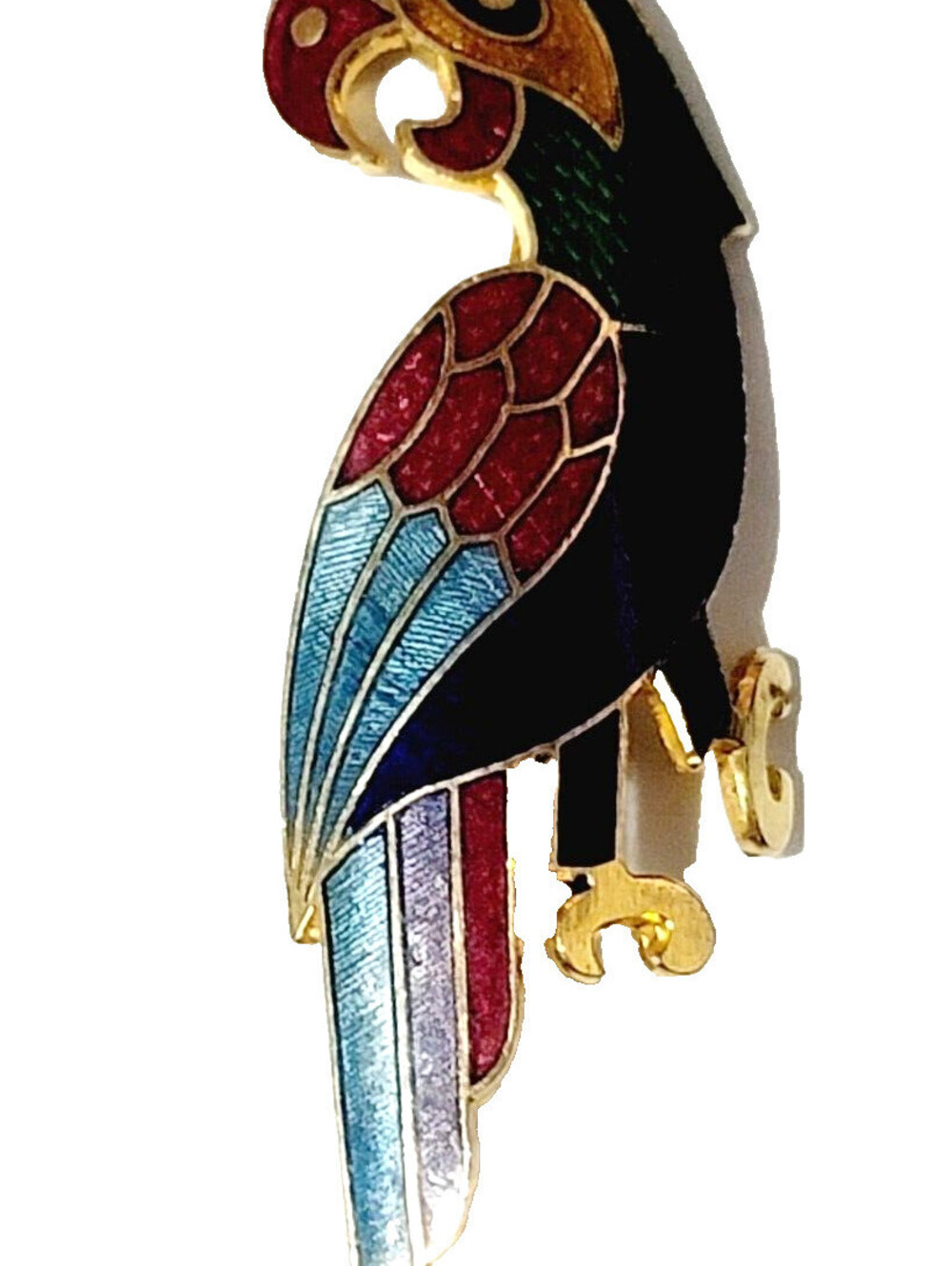 Vintage Parrot Bird Brooch Pin Colorful Enamel 2.75" .Retro Figural Bird ab1-30